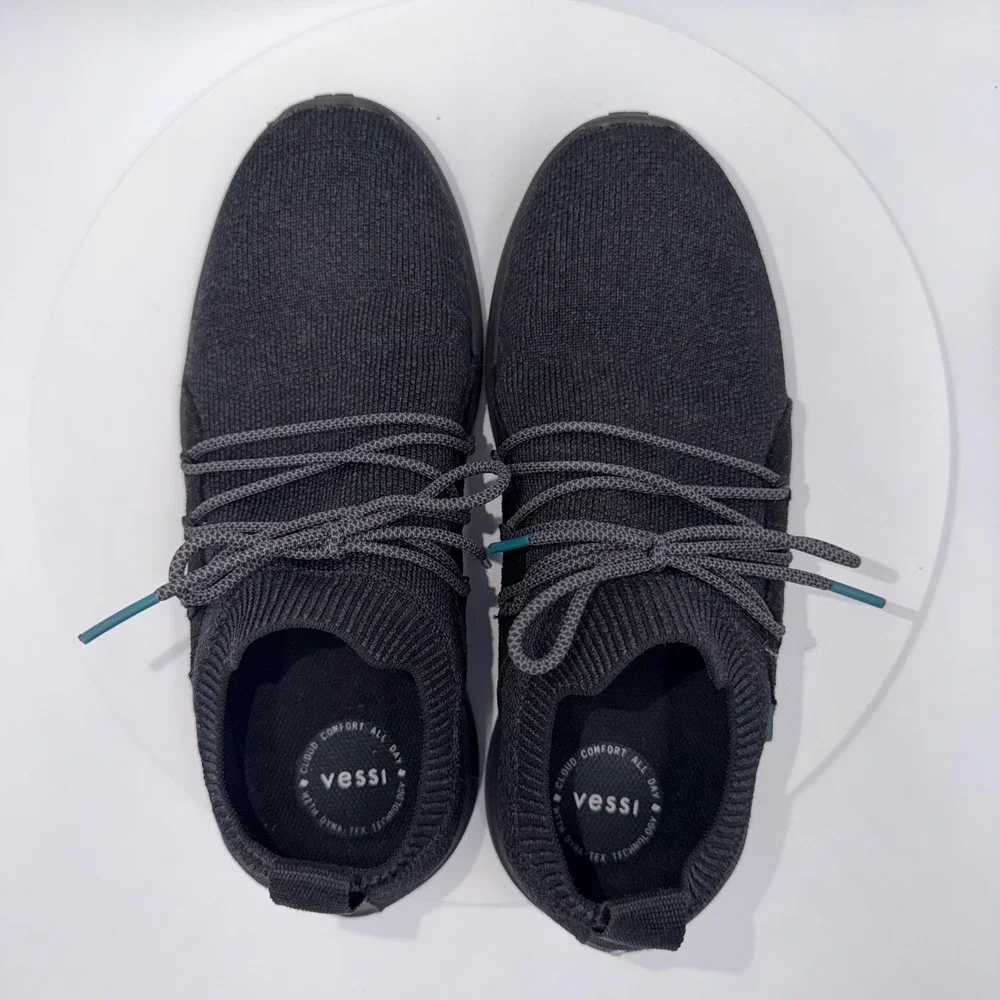 Vessi Cityscape Classic Black Waterproof Knit Sneakers Womens 8